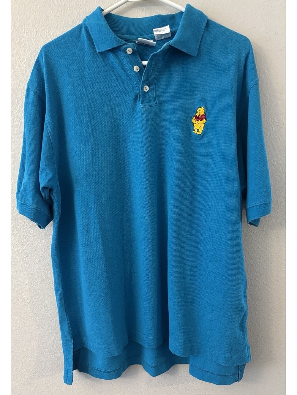 Vintage Disney Winnie The Pooh Polo Shirt Mens Medium Blue Logo Short Sleeve 90s
